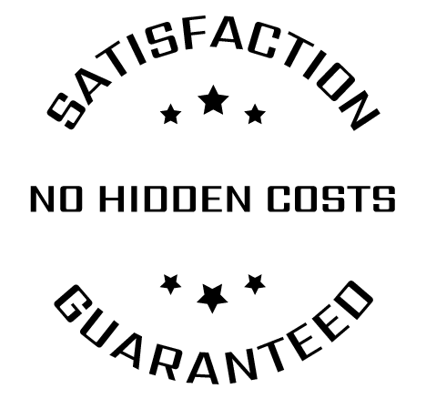 no hidden costs satisfaction guaranteed graphic logo
